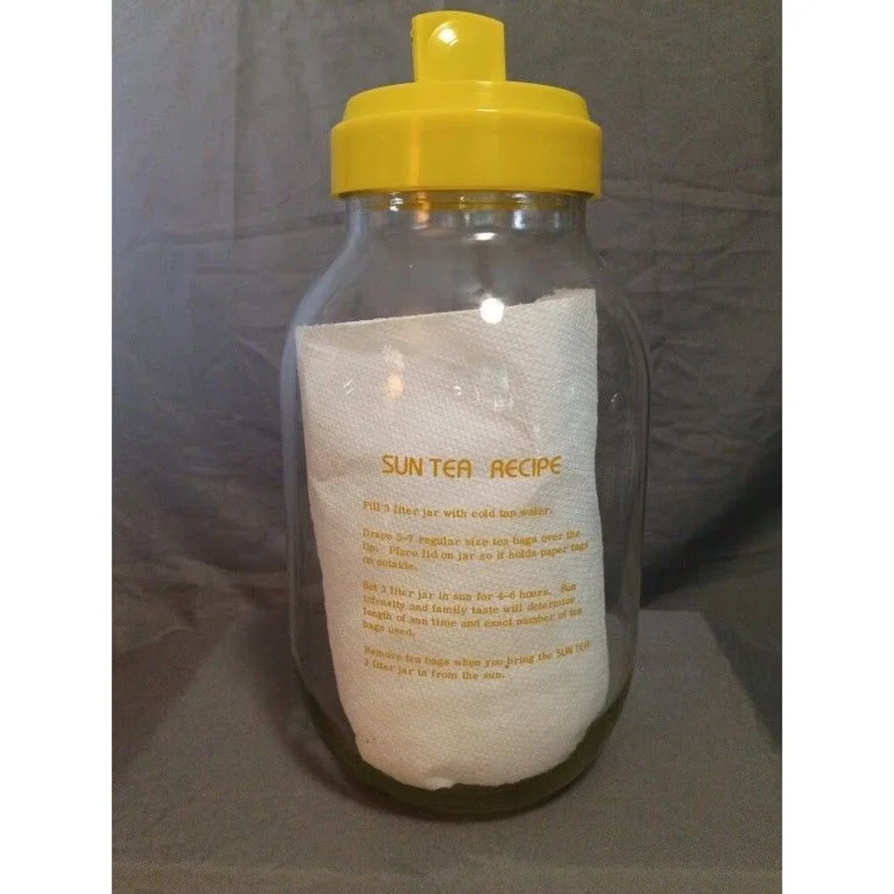Sun Tea Ice Tea Recipe Vintage Carlton 3 Liter USAGlass Jar Yellow FREE SHIP!